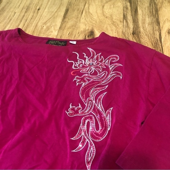 Bob Mackie Wearable Art Chinese Dragon Embroidered Womens XS Fuchsia Stretch - Picture 2 of 8
